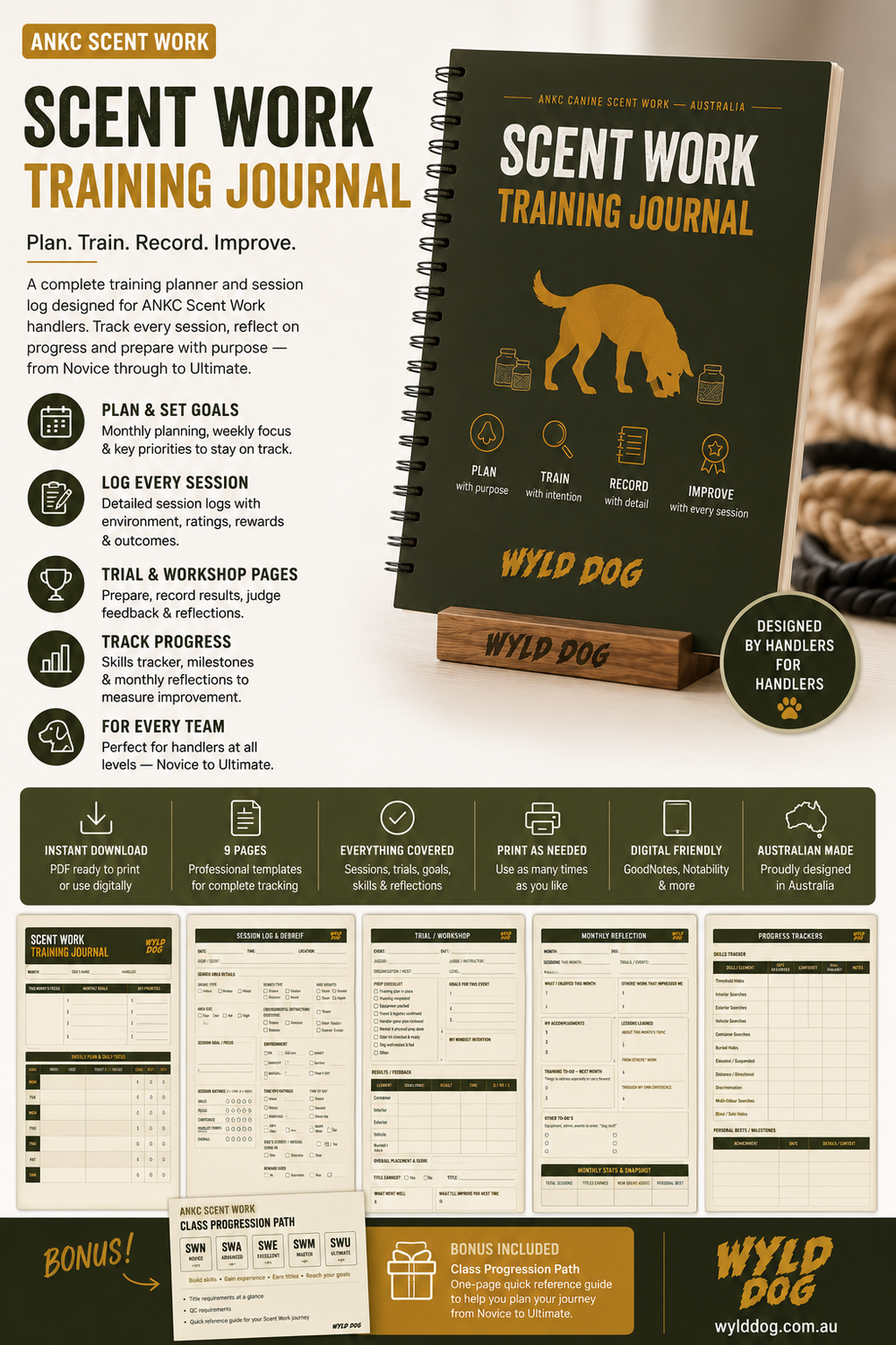 ANKC Scent Work Training Journal | Printable Session Planner | Wyld Dog